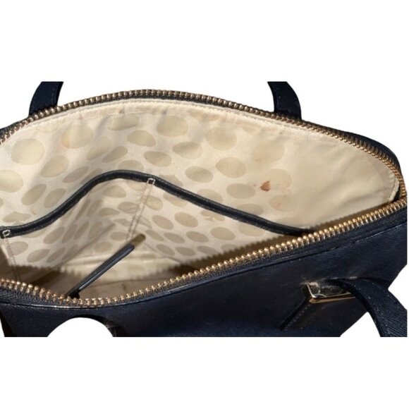 Kate Spade New York Black Leather Satchel Bag With Polka Dot Lining & Adjustable - Picture 8 of 12